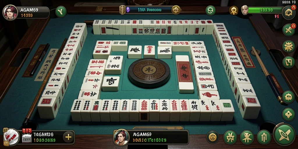 Screenshot AGAM69 menunjukkan gameplay Mahjong yang seru dan penuh warna.