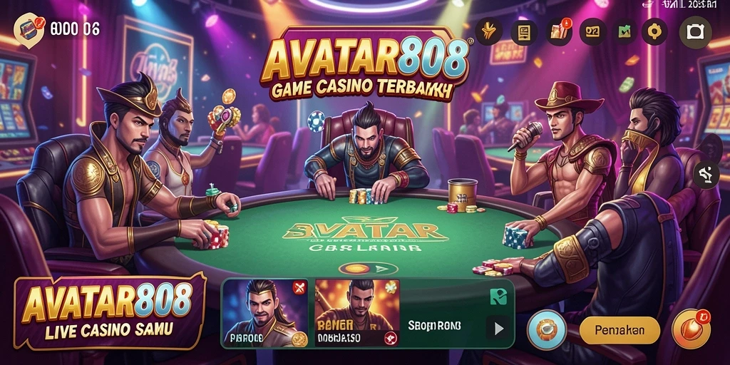 Tampilan gameplay AVATAR808 dengan dealer langsung yang profesional.