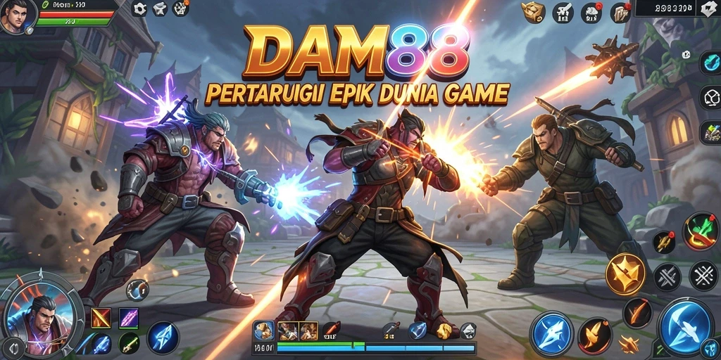 Screenshot menampilkan aksi pertarungan yang mendebarkan dalam DAM88.