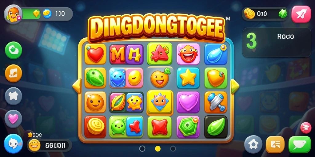 Gameplay seru DINGDONGTOGEL dengan tantangan Match-3 yang menarik.