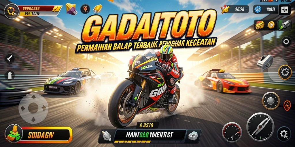 Tampilan gameplay <strong>GADAITOTO</strong> yang memukau saat balapan.