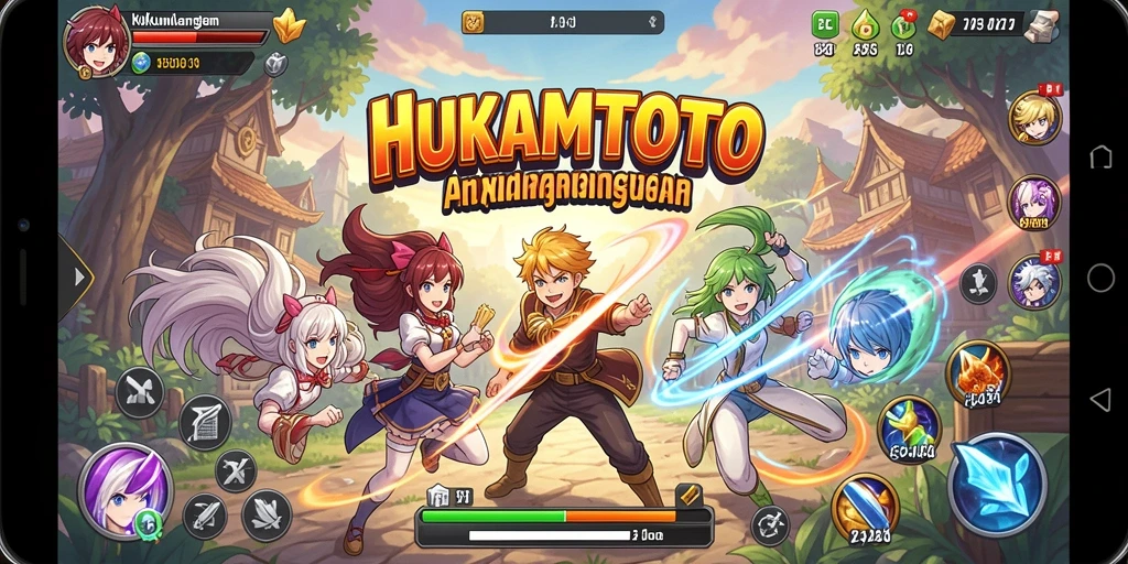 Tampilan seru dari gameplay HUKUMTOTO dengan karakter Anime.