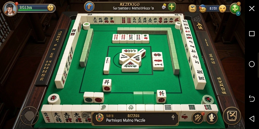 Tangkapan layar menunjukkan gameplay Mahjong yang seru di REZEKIGO.
