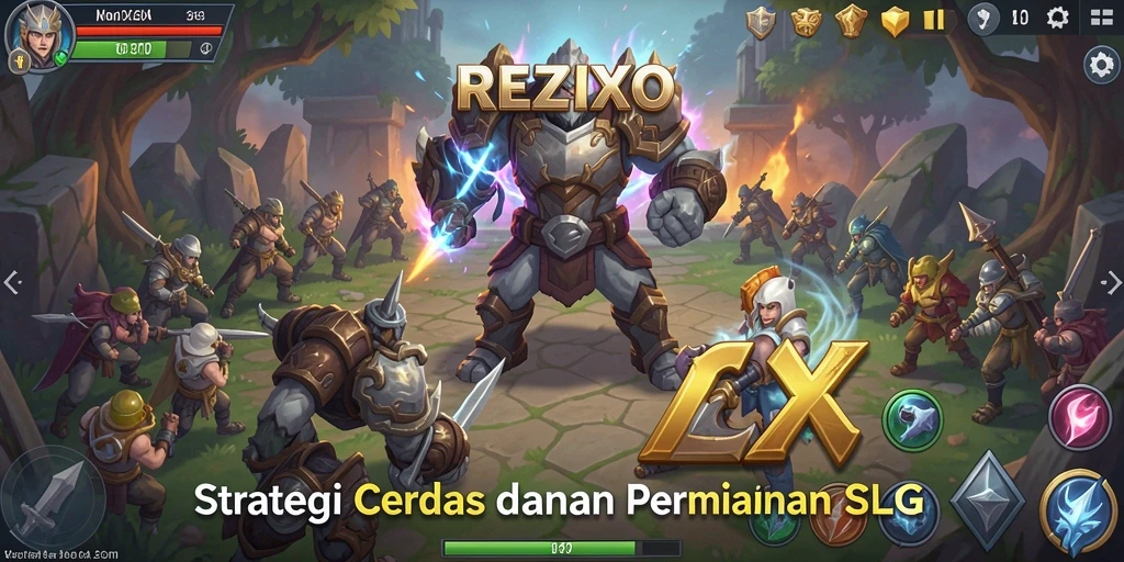 Tampilan gameplay REZIXO dengan pertempuran strategi yang intens.