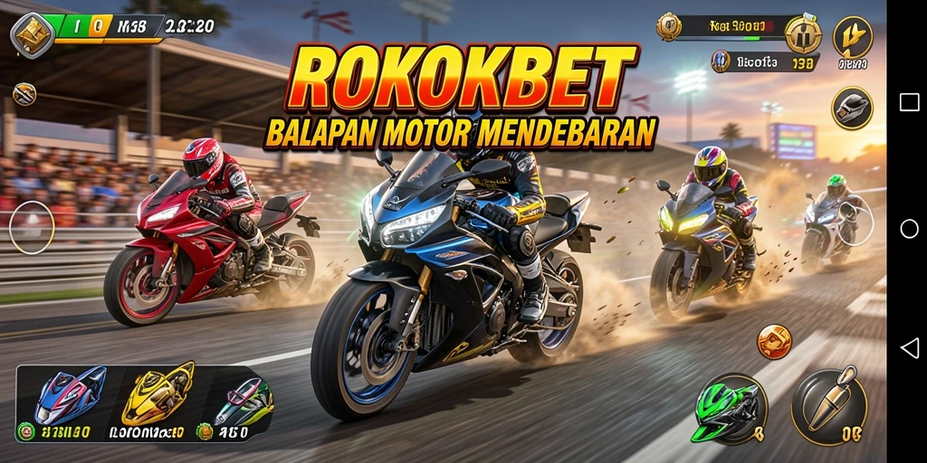 Gameplay menarik ROKOKBET saat balapan motor.