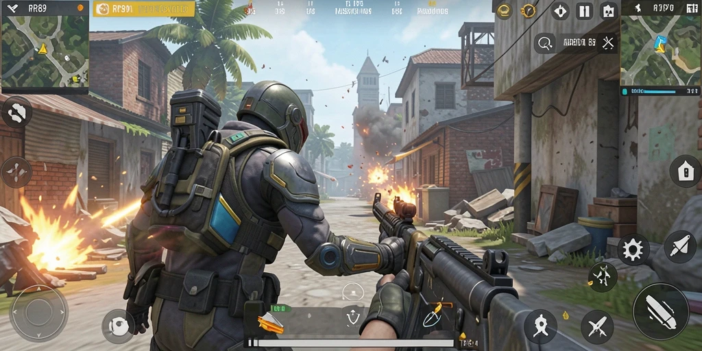 Tampilan gameplay mendebarkan dengan aksi tembak-menembak yang intens.