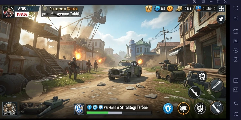 Tampilan gameplay VW108 menampilkan pertempuran strategis yang mendebarkan.
